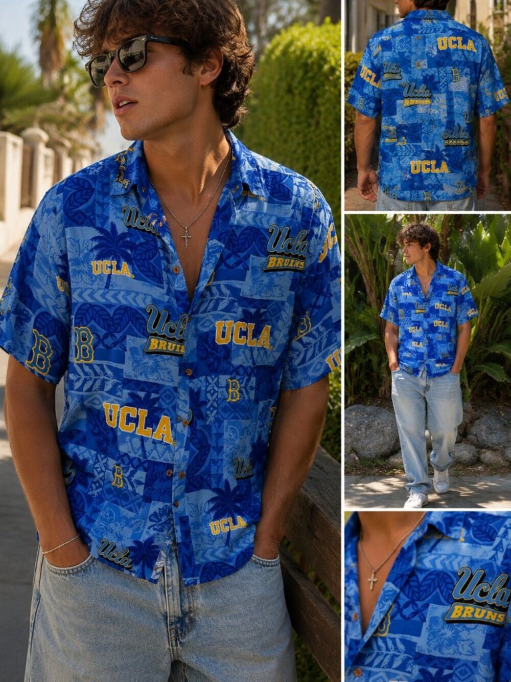 Vintage Reyn Spooner UCLA Bruins Aloha Shirt Hawaiian Rayon Button Up Large